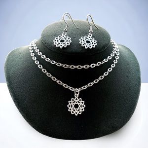 Star of David set wrap around necklace + earrings